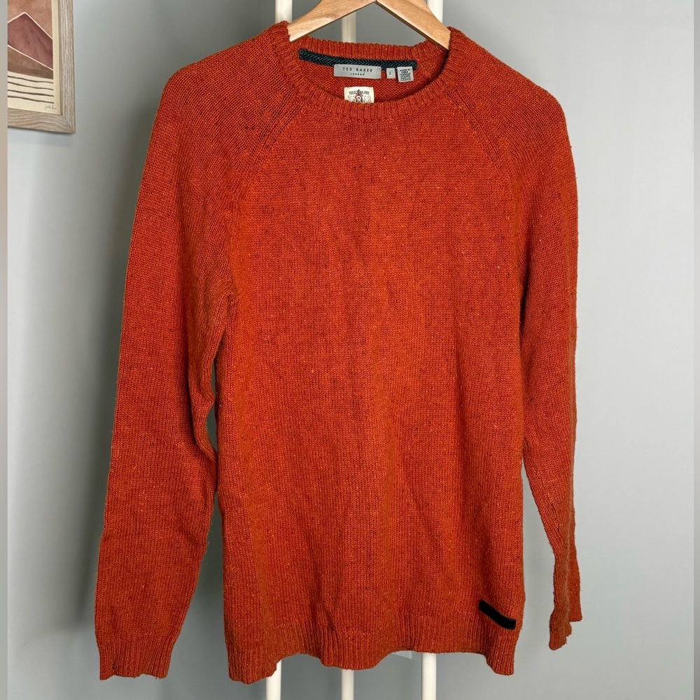 Ted Baker Men’s Burnt Orange Crewneck Knit Sweater